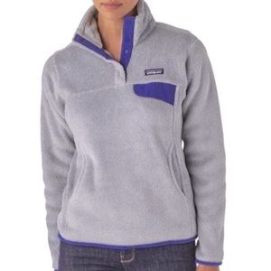 Patagonia Re-Tool Fleece Snap-T Pullover Sweatshirt Gray Purple XS
